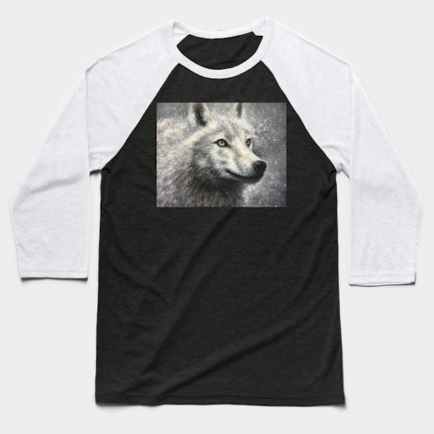 Whitey the Winter Wolf Baseball T-Shirt by artdesrapides